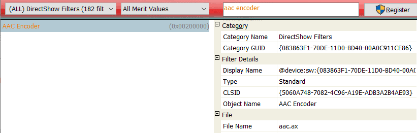 adding AAC filter to graph